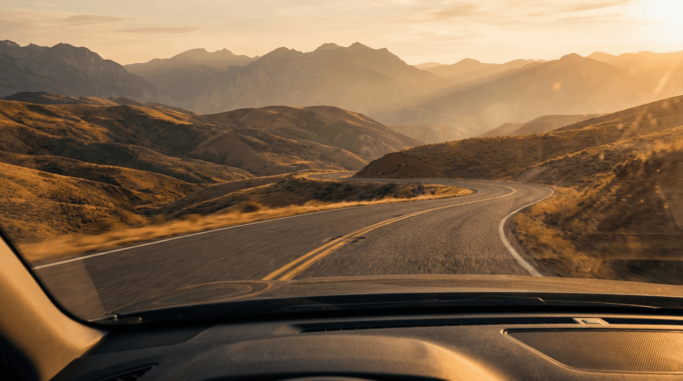 Voiture circulant sur une route québécoise entourée de paysages naturels